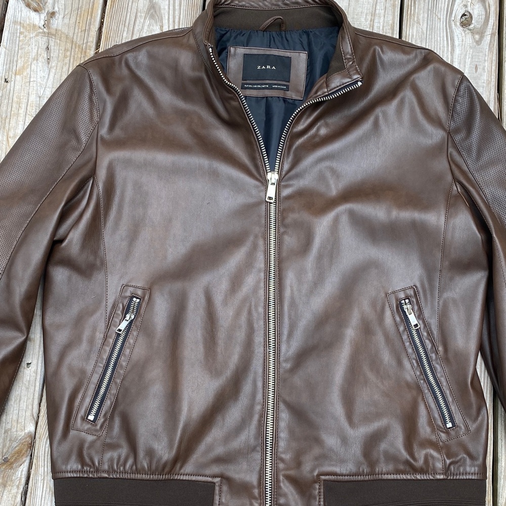 Zara Men's Chocolate Brown Bomber Jacket XXL